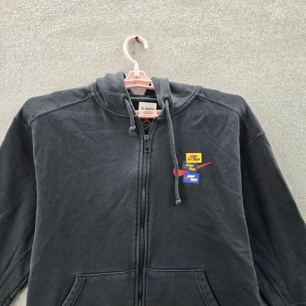 Jordan‎ Men Hoodie M Black Nike Logos Air Jumpman Logo Zipper Long Sleeve